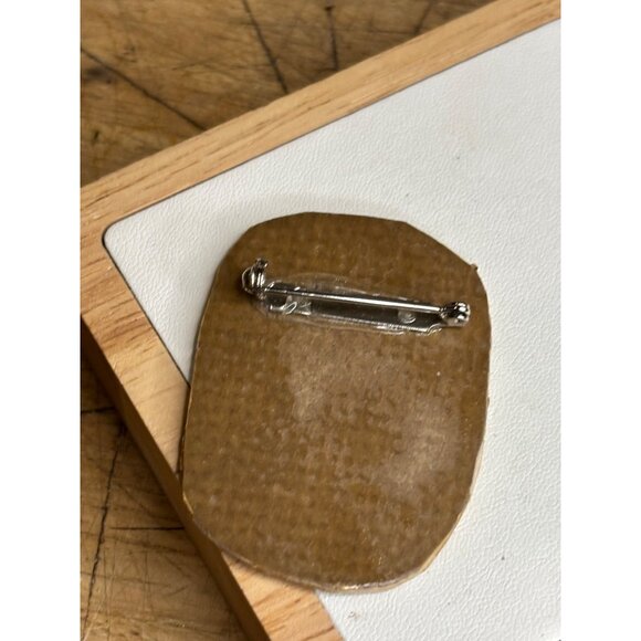 Handmade Colorful Folk Art Brooch Pin With Glossy Finish Women In Traditional Ou - Picture 4 of 6